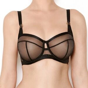 Katherine Hamilton Nina non-padded mesh bra in black (28H 🇬🇧 | 28K 🇺🇸)